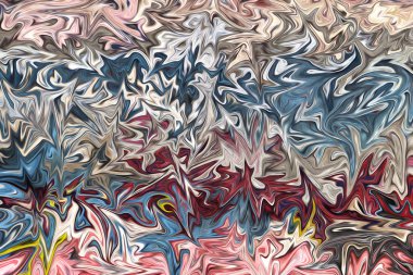 Pembe ile soyut desen Sıvılaştır, mercan, mavi ve sarı grafik sanat formu renk. Liquifying akışı ile dijital arka plan