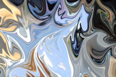 Mavi soyut desen Sıvılaştır, kahverengi, sarı, siyah ve yeşil grafik sanat formu renk. Liquifying akışı ile dijital arka plan