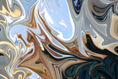 Mavi soyut desen Sıvılaştır, kahverengi, sarı, siyah ve yeşil grafik sanat formu renk. Liquifying akışı ile dijital arka plan