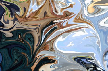 Mavi soyut desen Sıvılaştır, kahverengi, sarı, siyah ve yeşil grafik sanat formu renk. Liquifying akışı ile dijital arka plan