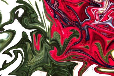 Sıvılaştır soyut desen gri, kırmızı, yeşil, sarı ve beyaz grafik sanat formu renk. Liquifying akışı ile dijital arka plan