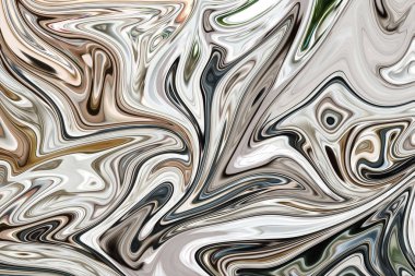 Yeşil ile soyut desen Sıvılaştır, sanat formu grafik gri, kahverengi ve siyah renk. Liquifying akışı ile dijital arka plan