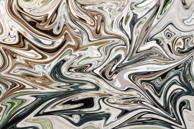 Yeşil ile soyut desen Sıvılaştır, sanat formu grafik gri, kahverengi ve siyah renk. Liquifying akışı ile dijital arka plan