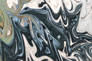 Yeşil ile soyut desen Sıvılaştır, sanat formu grafik gri, kahverengi ve siyah renk. Liquifying akışı ile dijital arka plan