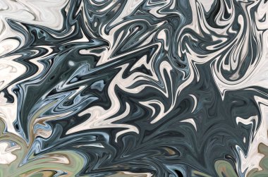 Yeşil ile soyut desen Sıvılaştır, sanat formu grafik gri, kahverengi ve siyah renk. Liquifying akışı ile dijital arka plan