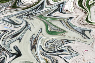 Yeşil ile soyut desen Sıvılaştır, siyah, gri ve pembe grafik sanat formu renk. Liquifying akışı ile dijital arka plan