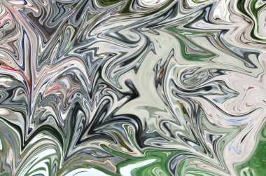 Yeşil ile soyut desen Sıvılaştır, siyah, gri ve pembe grafik sanat formu renk. Liquifying akışı ile dijital arka plan