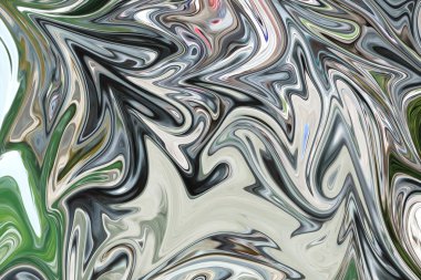 Yeşil ile soyut desen Sıvılaştır, siyah, gri ve pembe grafik sanat formu renk. Liquifying akışı ile dijital arka plan