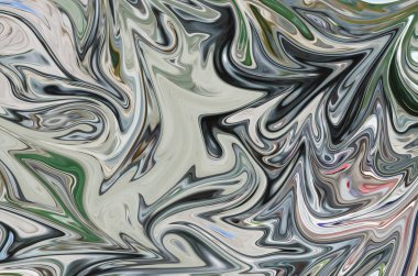 Yeşil ile soyut desen Sıvılaştır, siyah, gri ve pembe grafik sanat formu renk. Liquifying akışı ile dijital arka plan