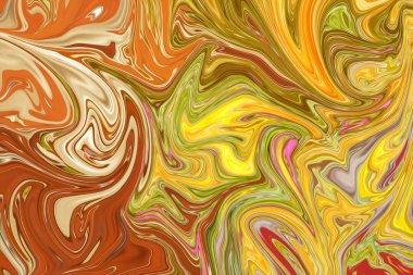 Sıvılaştır soyut desen sarı, turuncu, kırmızı, pembe ve yeşil grafik sanat formu renk. Liquifying akışı ile dijital arka plan