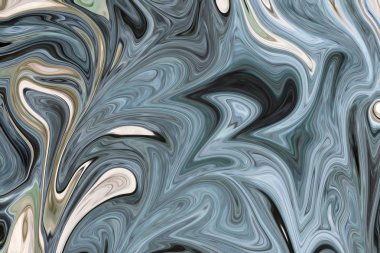 Yeşil, siyah ve gri grafik renk sanat formu ile soyut desen Sıvılaştır. Liquifying akışı ile dijital arka plan