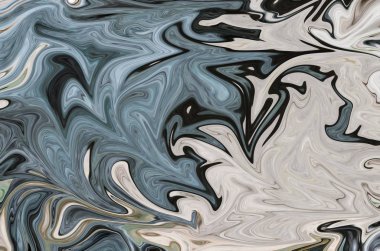 Yeşil, siyah ve gri grafik renk sanat formu ile soyut desen Sıvılaştır. Liquifying akışı ile dijital arka plan