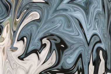 Yeşil, siyah ve gri grafik renk sanat formu ile soyut desen Sıvılaştır. Liquifying akışı ile dijital arka plan