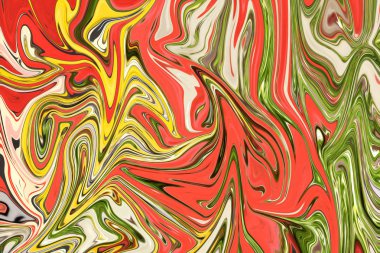 Sıvılaştır soyut desen sarı, turuncu, kırmızı, pembe ve yeşil grafik sanat formu renk. Liquifying akışı ile dijital arka plan