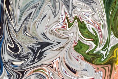 Yeşil ile soyut desen Sıvılaştır, siyah, gri ve pembe grafik sanat formu renk. Liquifying akışı ile dijital arka plan