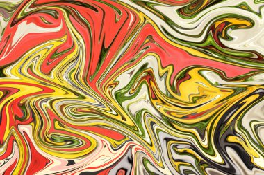 Sıvılaştır soyut desen sarı, turuncu, kırmızı, pembe ve yeşil grafik sanat formu renk. Liquifying akışı ile dijital arka plan