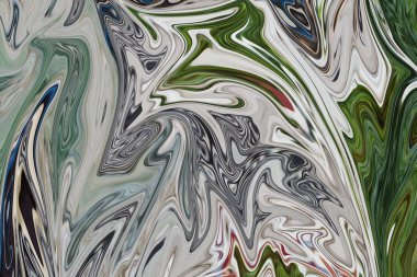 Yeşil ile soyut desen Sıvılaştır, siyah, gri ve pembe grafik sanat formu renk. Liquifying akışı ile dijital arka plan