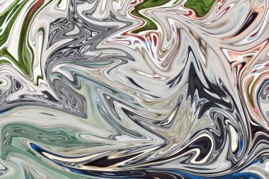 Yeşil ile soyut desen Sıvılaştır, siyah, gri ve pembe grafik sanat formu renk. Liquifying akışı ile dijital arka plan