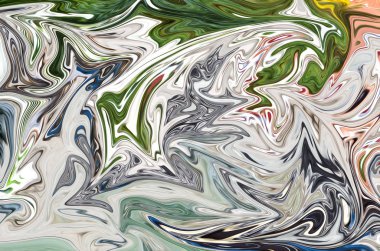 Yeşil ile soyut desen Sıvılaştır, siyah, gri ve pembe grafik sanat formu renk. Liquifying akışı ile dijital arka plan