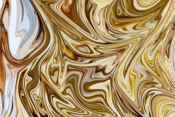 Liquify Abstract Pattern Com Amarelo Marrom Branco Gráficos Forma Arte — Fotografia de Stock