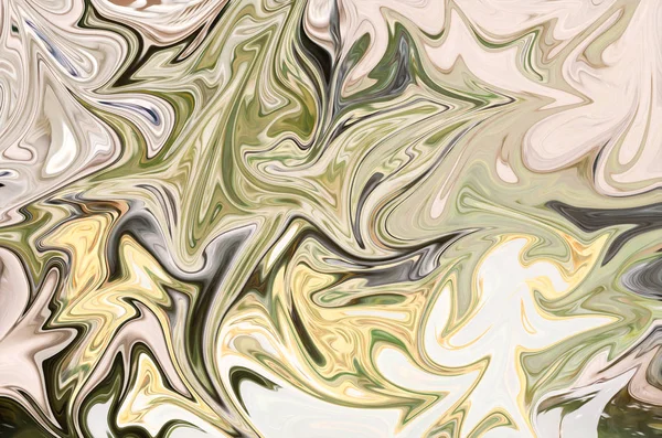 Yeşil, siyah ve sarı grafik renk sanat formu ile soyut desen Sıvılaştır. Liquifying akışı ile dijital arka plan