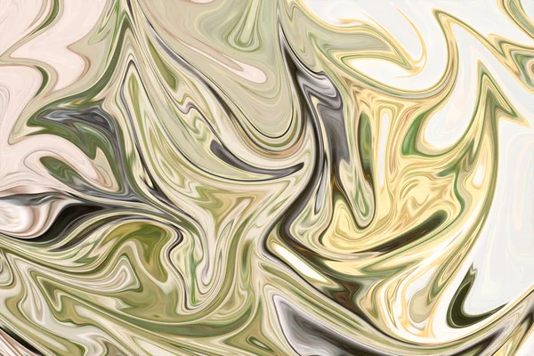 Liquidar Padrão Abstrato Com Verde Preto Amarelo Gráficos Forma Arte — Fotografia de Stock