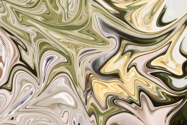 Yeşil, siyah ve sarı grafik renk sanat formu ile soyut desen Sıvılaştır. Liquifying akışı ile dijital arka plan