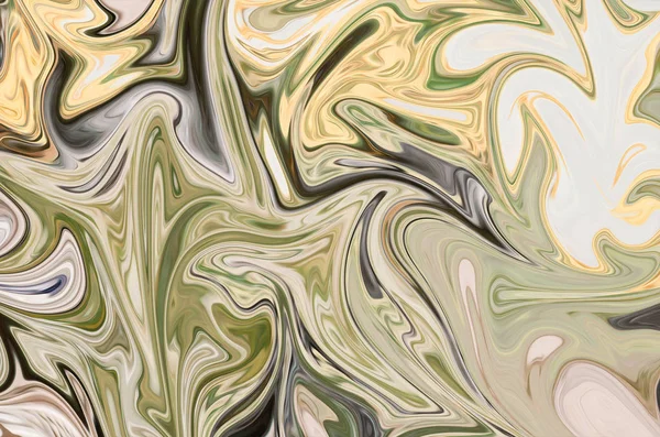 Yeşil, siyah ve sarı grafik renk sanat formu ile soyut desen Sıvılaştır. Liquifying akışı ile dijital arka plan