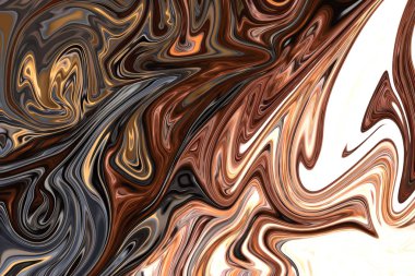 Kahverengi grafik renk sanat formu ile soyut desen Sıvılaştır. Liquifying akışı ile dijital arka plan