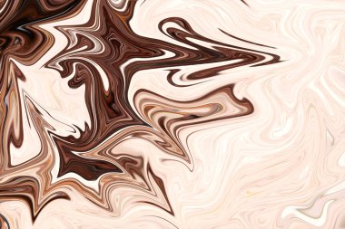 Kahverengi grafik renk sanat formu ile soyut desen Sıvılaştır. Liquifying akışı ile dijital arka plan