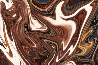 Kahverengi grafik renk sanat formu ile soyut desen Sıvılaştır. Liquifying akışı ile dijital arka plan