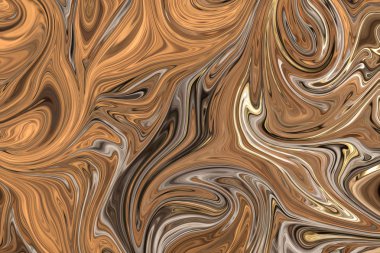 Kahverengi, beyaz ve gri grafik renk sanat formu ile soyut desen Sıvılaştır. Liquifying akışı ile dijital arka plan