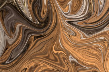 Kahverengi, beyaz ve gri grafik renk sanat formu ile soyut desen Sıvılaştır. Liquifying akışı ile dijital arka plan