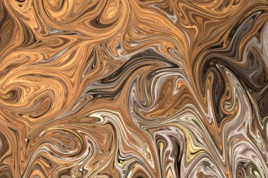 Kahverengi, beyaz ve gri grafik renk sanat formu ile soyut desen Sıvılaştır. Liquifying akışı ile dijital arka plan
