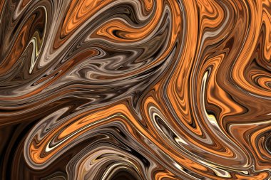 Kahverengi, beyaz ve gri grafik renk sanat formu ile soyut desen Sıvılaştır. Liquifying akışı ile dijital arka plan