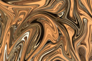 Kahverengi, beyaz ve gri grafik renk sanat formu ile soyut desen Sıvılaştır. Liquifying akışı ile dijital arka plan