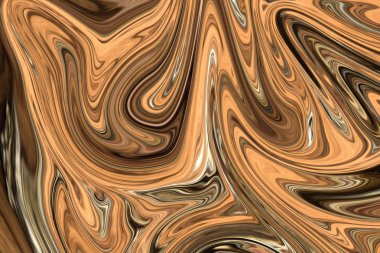 Kahverengi, beyaz ve gri grafik renk sanat formu ile soyut desen Sıvılaştır. Liquifying akışı ile dijital arka plan