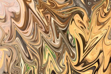 Sarı, kahverengi ve yeşil grafik renk sanat formu ile soyut desen Sıvılaştır. Liquifying akışı ile dijital arka plan