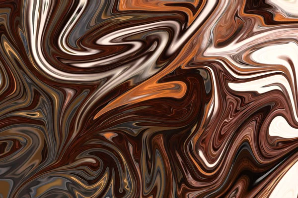 Kahverengi grafik renk sanat formu ile soyut desen Sıvılaştır. Liquifying akışı ile dijital arka plan