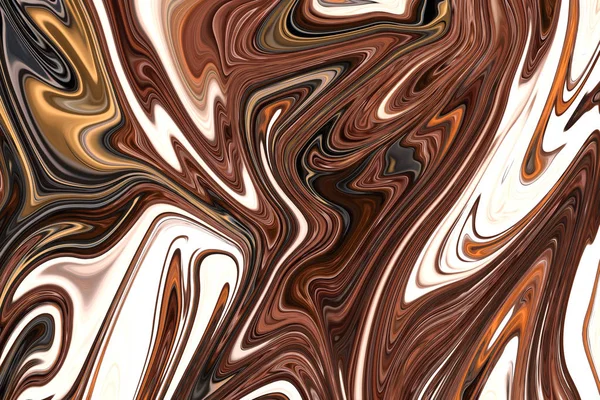 用棕色图形颜色艺术形式液化抽象图案 具有液化流的数字背景 — 图库照片
