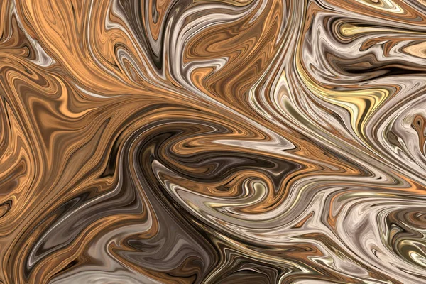 Kahverengi, beyaz ve gri grafik renk sanat formu ile soyut desen Sıvılaştır. Liquifying akışı ile dijital arka plan