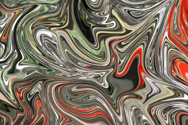 Liquify Abstract Pattern Com Cinza Vermelho Verde Branco Gráficos Forma — Fotografia de Stock