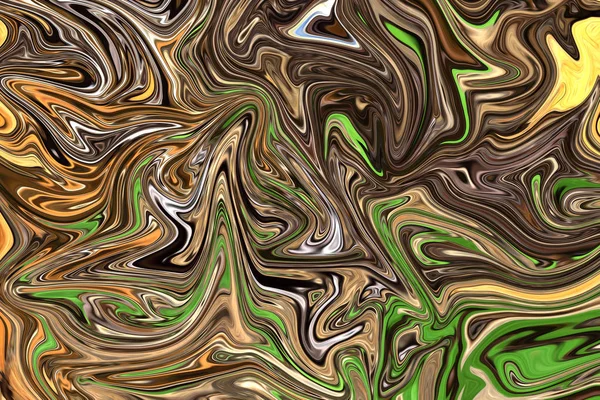 Uitvloeien Abstracte Patroon Met Gele Bruine Groene Graphics Kleur Kunstvorm — Stockfoto