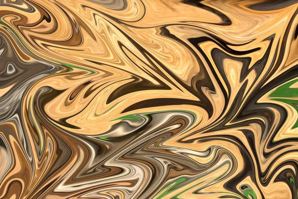 Liquify Abstract Pattern Com Amarelo Marrom Verde Gráficos Forma Arte — Fotografia de Stock