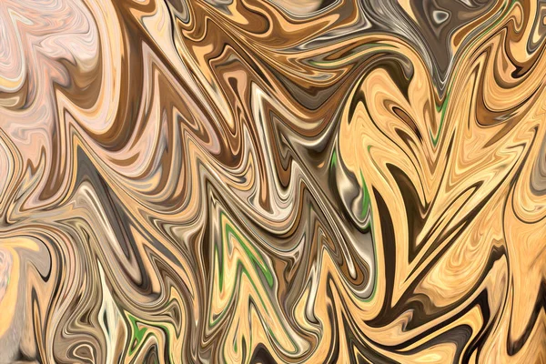 Sarı, kahverengi ve yeşil grafik renk sanat formu ile soyut desen Sıvılaştır. Liquifying akışı ile dijital arka plan