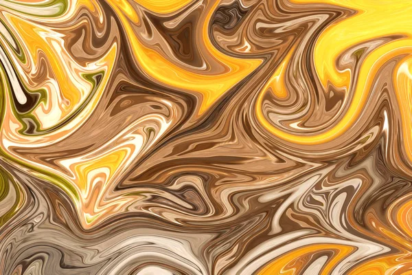 Sarı, kahverengi ve yeşil grafik renk sanat formu ile soyut desen Sıvılaştır. Liquifying akışı ile dijital arka plan.