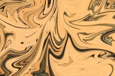 Kahverengi, yeşil ve siyah grafik renk sanat formu ile soyut desen Sıvılaştır. Liquifying akışı ile dijital arka plan