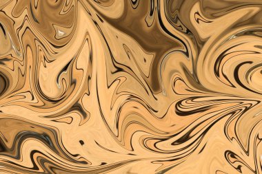 Kahverengi, yeşil ve siyah grafik renk sanat formu ile soyut desen Sıvılaştır. Liquifying akışı ile dijital arka plan