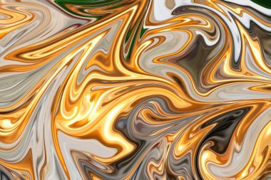 Kırmızı ile soyut desen Sıvılaştır, sarı, yeşil, siyah ve gri grafik sanat formu renk. Liquifying akışı ile dijital arka plan