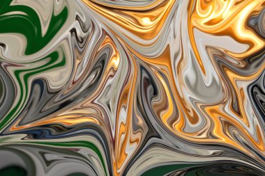 Kırmızı ile soyut desen Sıvılaştır, sarı, yeşil, siyah ve gri grafik sanat formu renk. Liquifying akışı ile dijital arka plan